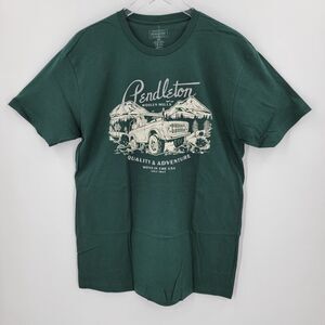 Pendleton T Shirt Men's Medium Off Road Trails Graphic Forrest Green White NEW